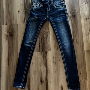 Rock Revival Women's Dark Indigo Skinny Jeans with Contrast Stitching